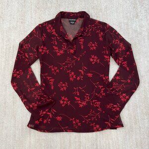 Vintage Passport Long Sleeve Floral Tunic Blouse Top L